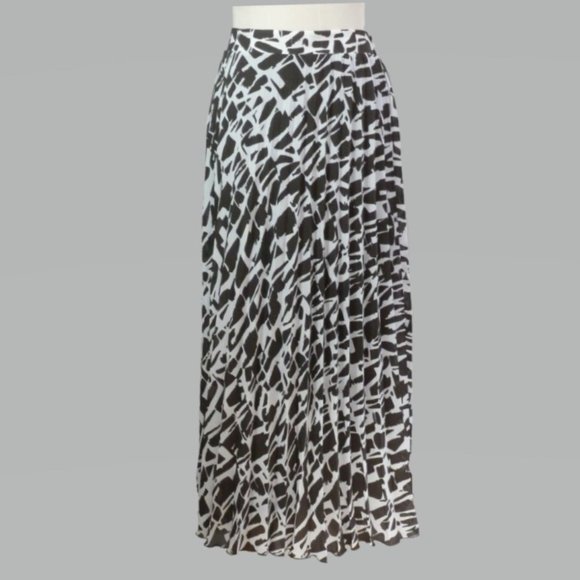 Anthropologie SP Drk Gray/White Pleated Midi Skirt - Picture 1 of 5